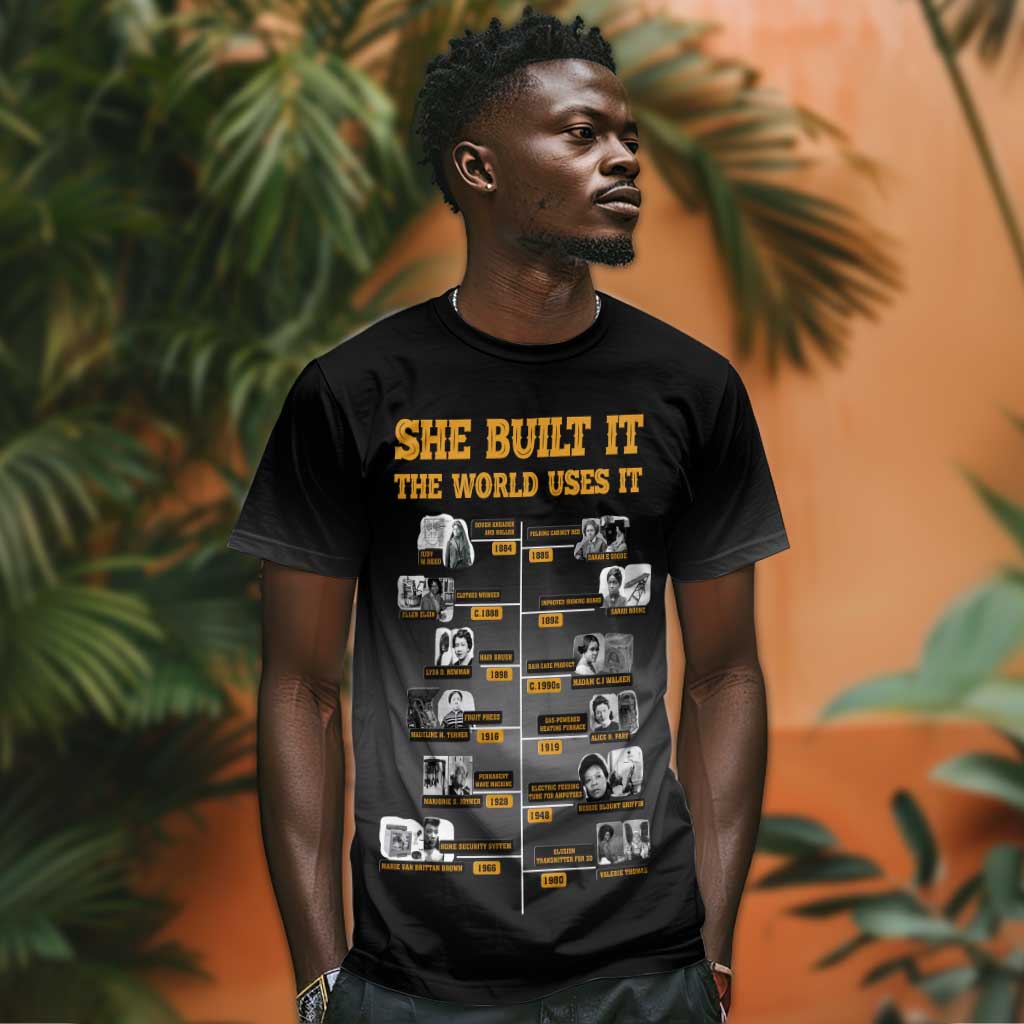 She Built It The World Uses It T shirt Black Women, Bold Inventions - African Pride