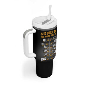 She Built It The World Uses It Tumbler With Handle Black Women, Bold Inventions - African Pride