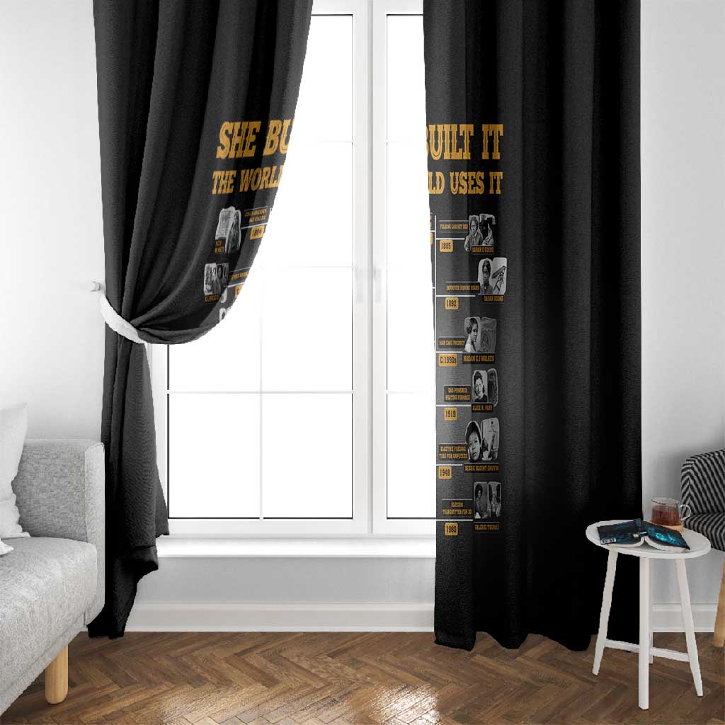 She Built It The World Uses It Window Curtain Black Women, Bold Inventions - African Pride