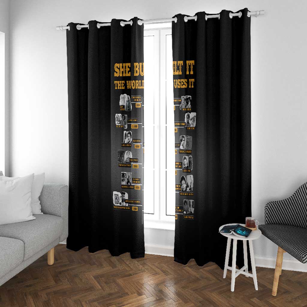 She Built It The World Uses It Window Curtain Black Women, Bold Inventions - African Pride