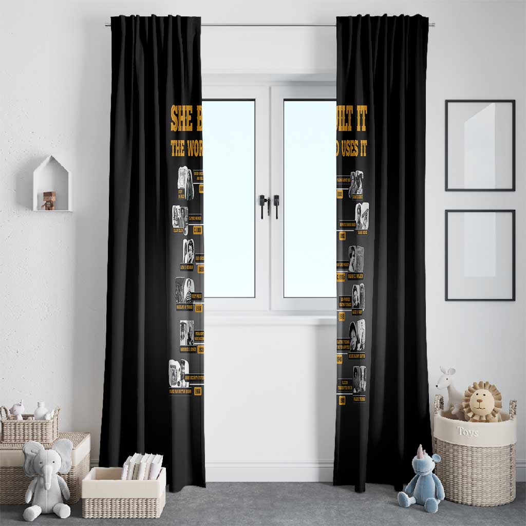 She Built It The World Uses It Window Curtain Black Women, Bold Inventions - African Pride