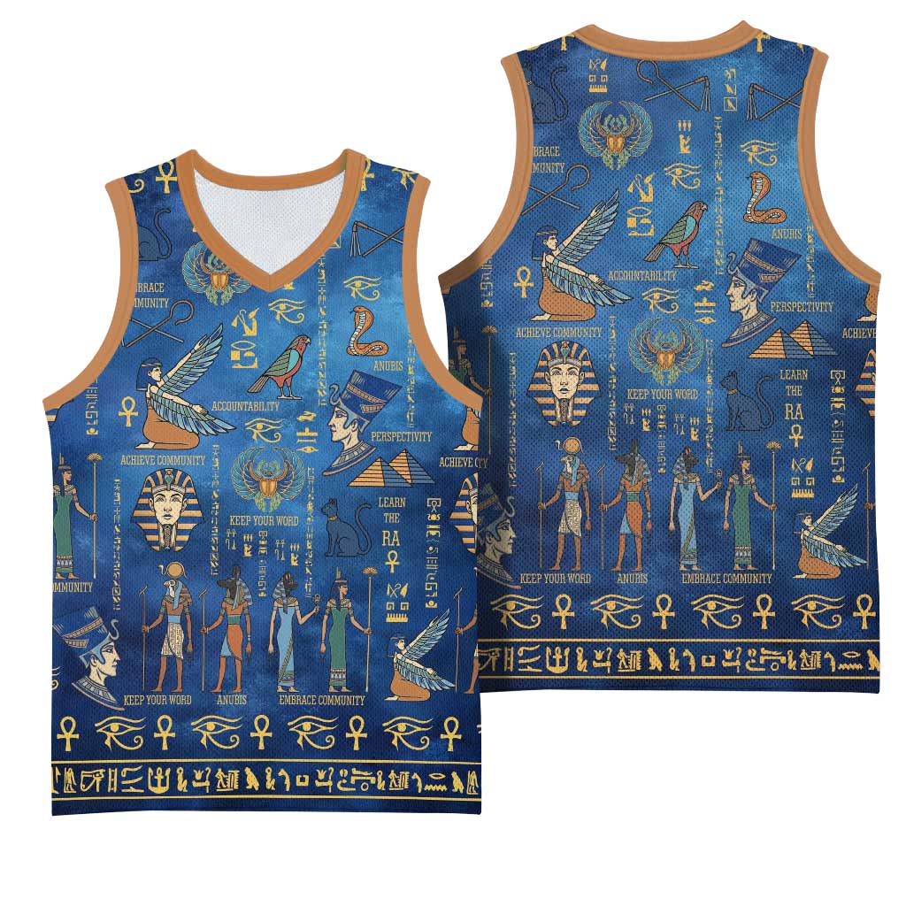Ancient Egyptian Culture Basketball Jersey Pharaohs Anubis Kemet and Symbolic Motifs - African Pride