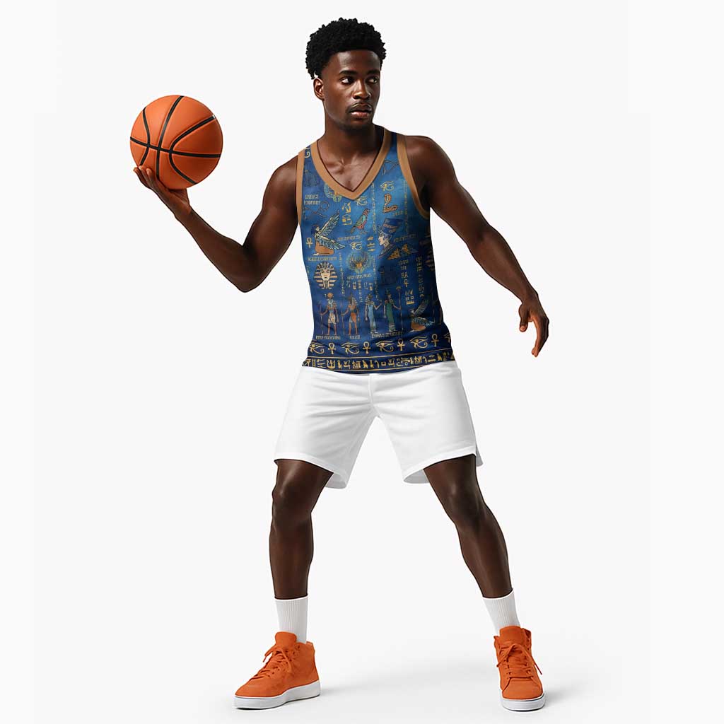 Ancient Egyptian Culture Basketball Jersey Pharaohs Anubis Kemet and Symbolic Motifs - African Pride