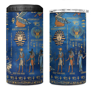 Ancient Egyptian Culture 4 in 1 Can Cooler Tumbler Pharaohs Anubis Kemet and Symbolic Motifs - African Pride