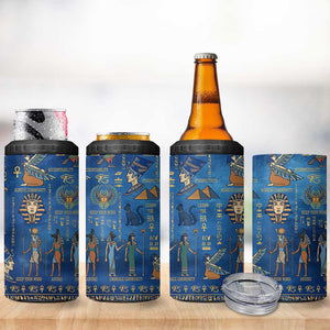 Ancient Egyptian Culture 4 in 1 Can Cooler Tumbler Pharaohs Anubis Kemet and Symbolic Motifs - African Pride