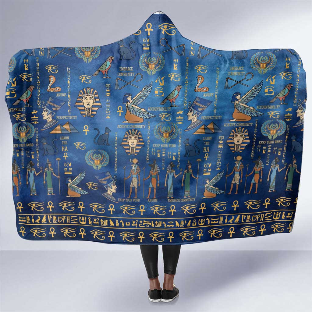 Ancient Egyptian Culture Hooded Blanket Pharaohs Anubis Kemet and Symbolic Motifs - African Pride