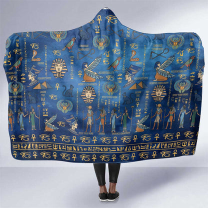 Ancient Egyptian Culture Hooded Blanket Pharaohs Anubis Kemet and Symbolic Motifs - African Pride