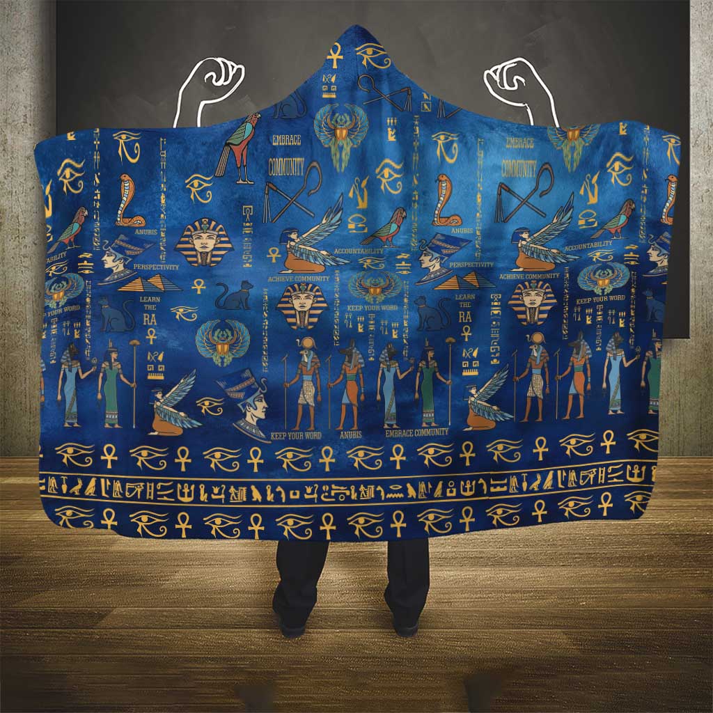 Ancient Egyptian Culture Hooded Blanket Pharaohs Anubis Kemet and Symbolic Motifs - African Pride