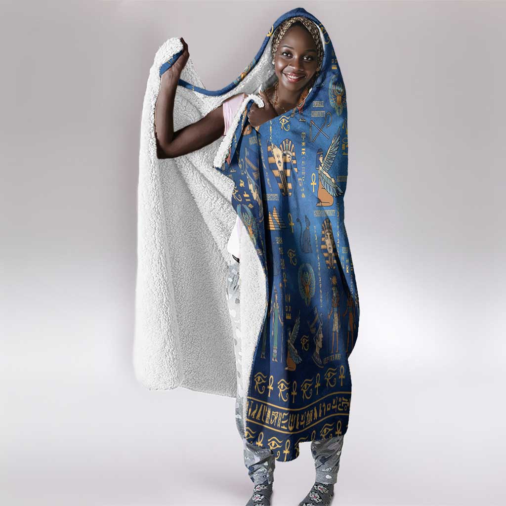 Ancient Egyptian Culture Hooded Blanket Pharaohs Anubis Kemet and Symbolic Motifs - African Pride