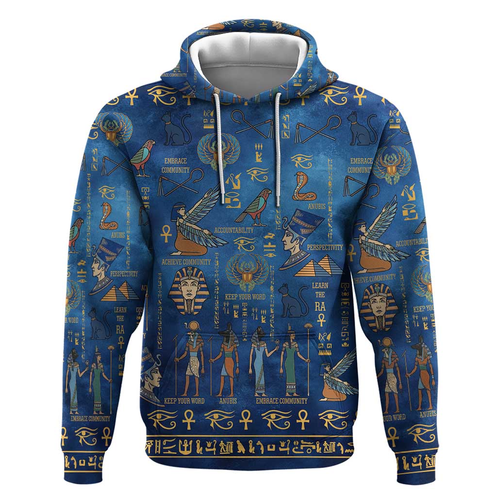 Ancient Egyptian Culture Hoodie Pharaohs Anubis Kemet and Symbolic Motifs - African Pride