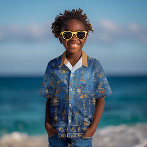 Ancient Egyptian Culture Kid Hawaiian Shirt Pharaohs Anubis Kemet and Symbolic Motifs - African Pride