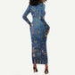 Ancient Egyptian Culture Long Sleeve Bodycon Dress Pharaohs Anubis Kemet and Symbolic Motifs - African Pride