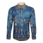 Ancient Egyptian Culture Long Sleeve Button Shirt Pharaohs Anubis Kemet and Symbolic Motifs - African Pride