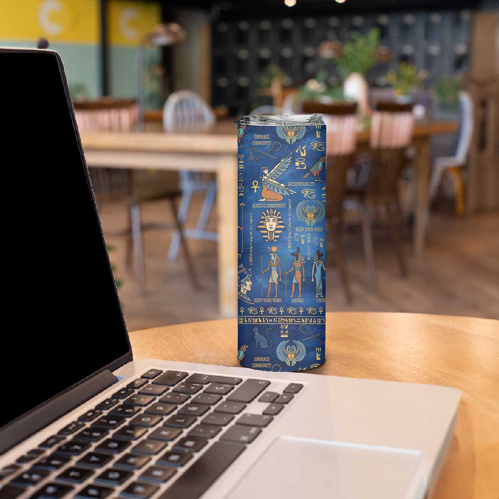 Ancient Egyptian Culture Skinny Tumbler Pharaohs Anubis Kemet and Symbolic Motifs - African Pride