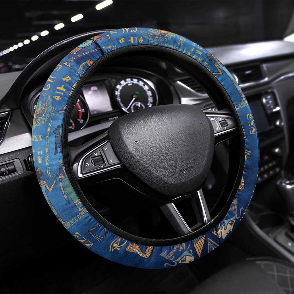 Ancient Egyptian Culture Steering Wheel Cover Pharaohs Anubis Kemet and Symbolic Motifs - African Pride