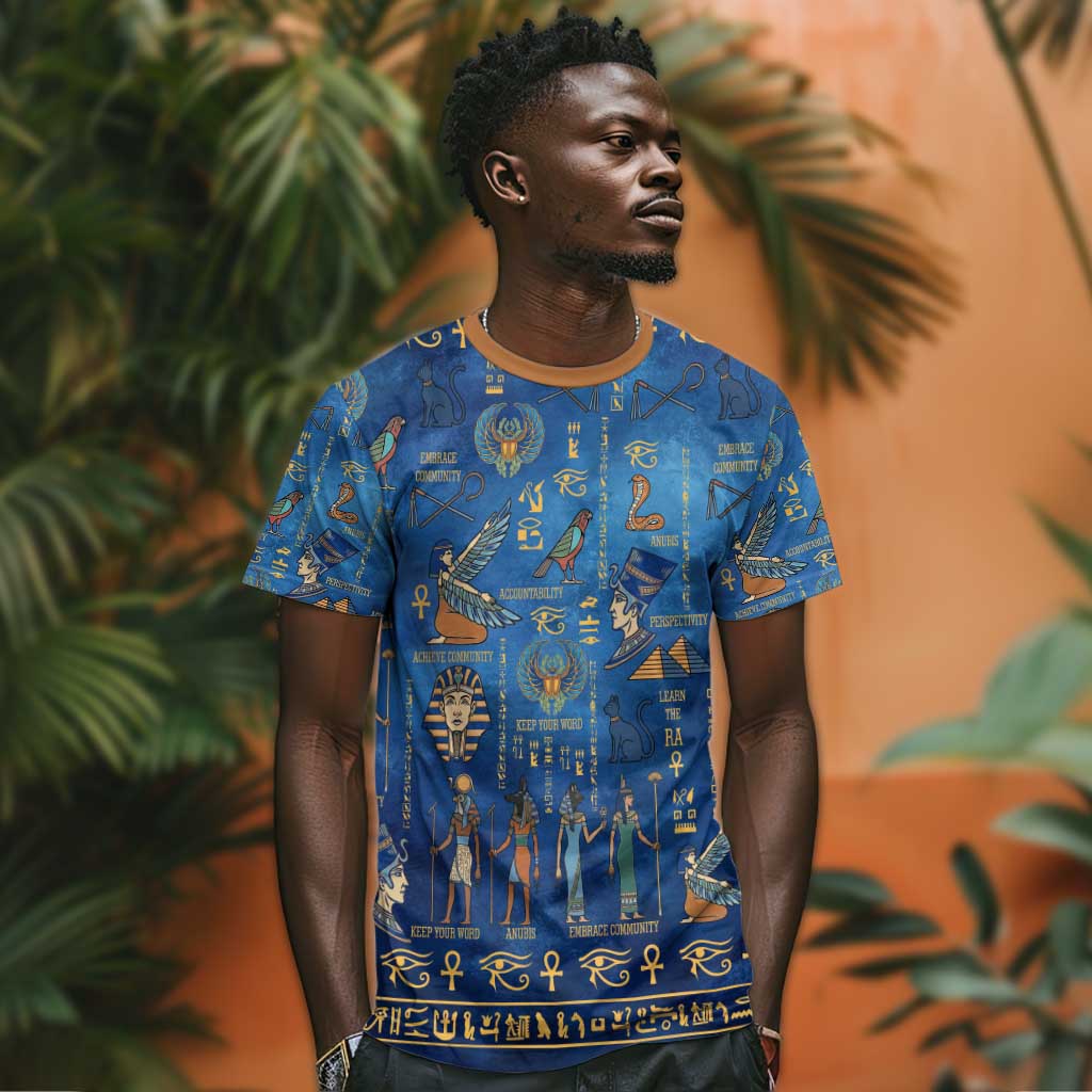 Ancient Egyptian Culture T shirt Pharaohs Anubis Kemet and Symbolic Motifs - African Pride
