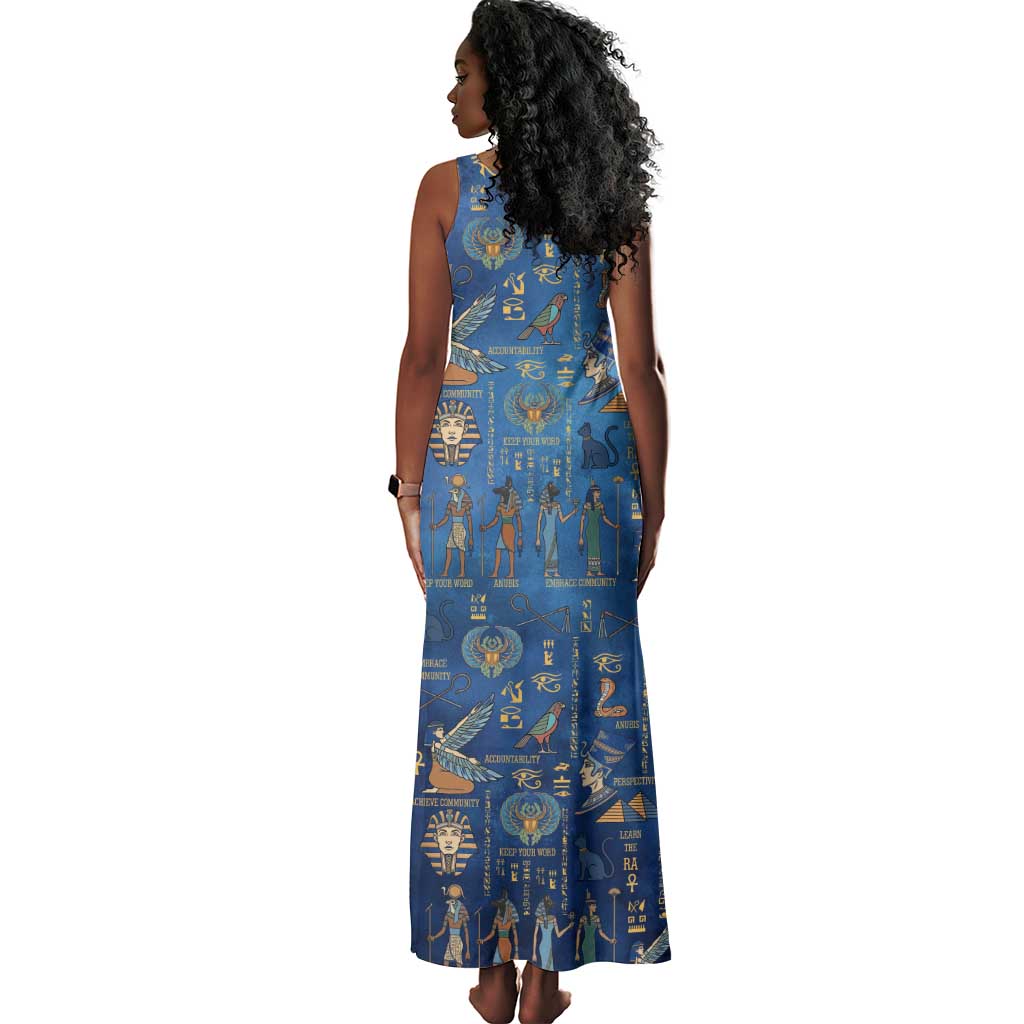 Ancient Egyptian Culture Tank Maxi Dress Pharaohs Anubis Kemet and Symbolic Motifs - African Pride