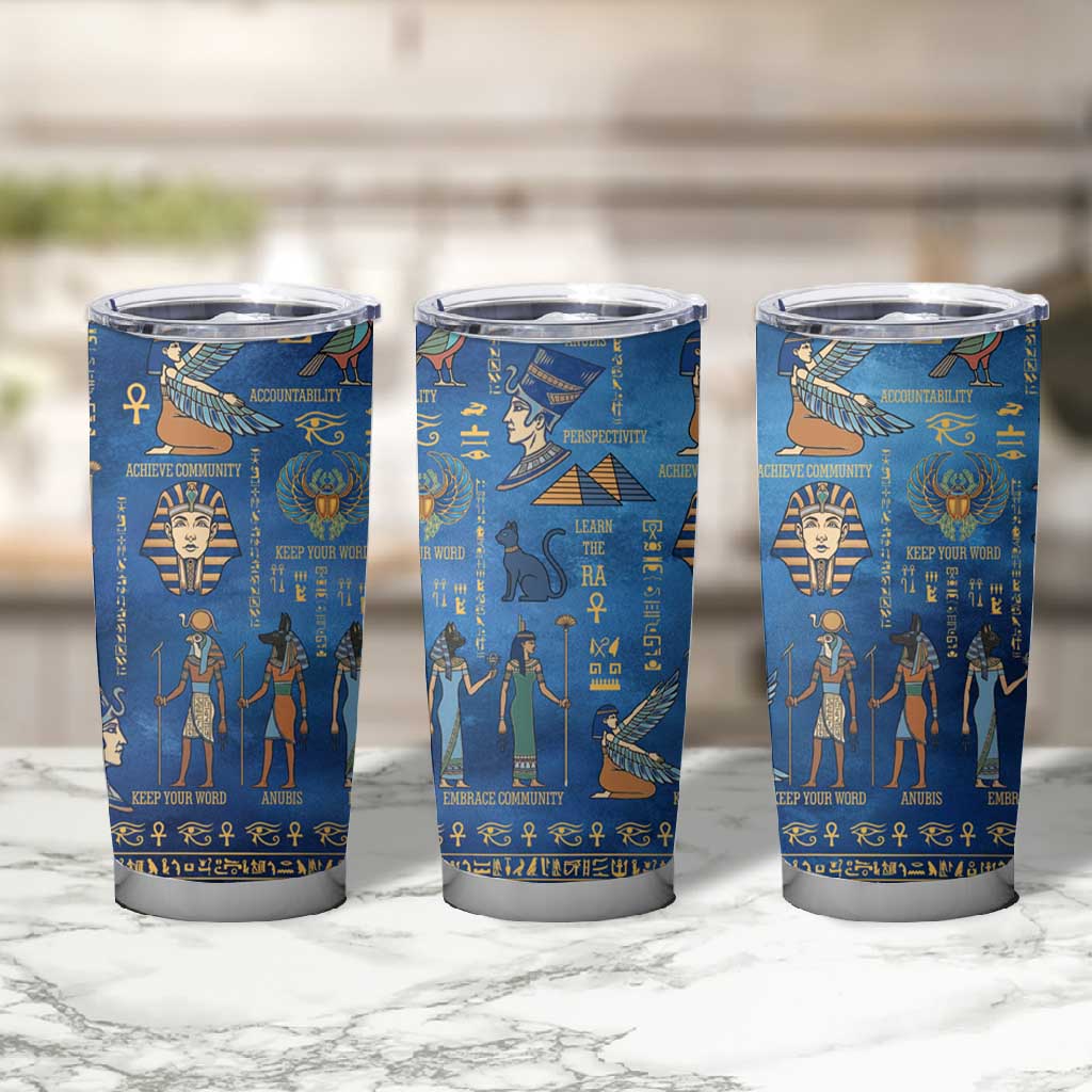 Ancient Egyptian Culture Tumbler Cup Pharaohs Anubis Kemet and Symbolic Motifs - African Pride