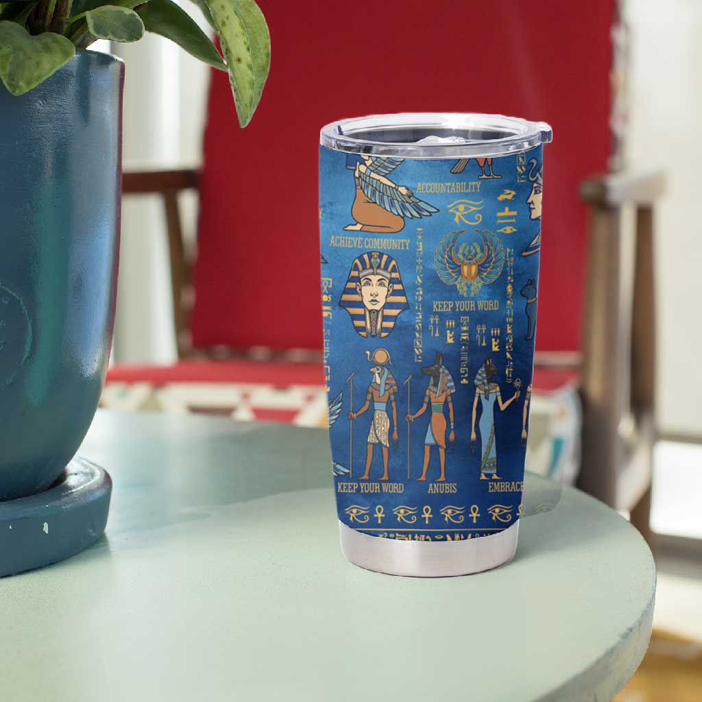 Ancient Egyptian Culture Tumbler Cup Pharaohs Anubis Kemet and Symbolic Motifs - African Pride