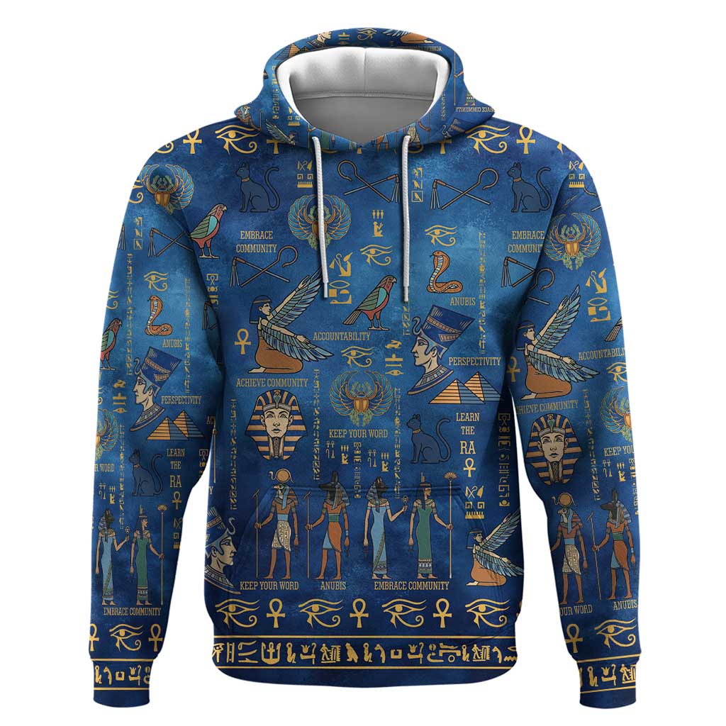 Ancient Egyptian Culture Zip Hoodie Pharaohs Anubis Kemet and Symbolic Motifs - African Pride