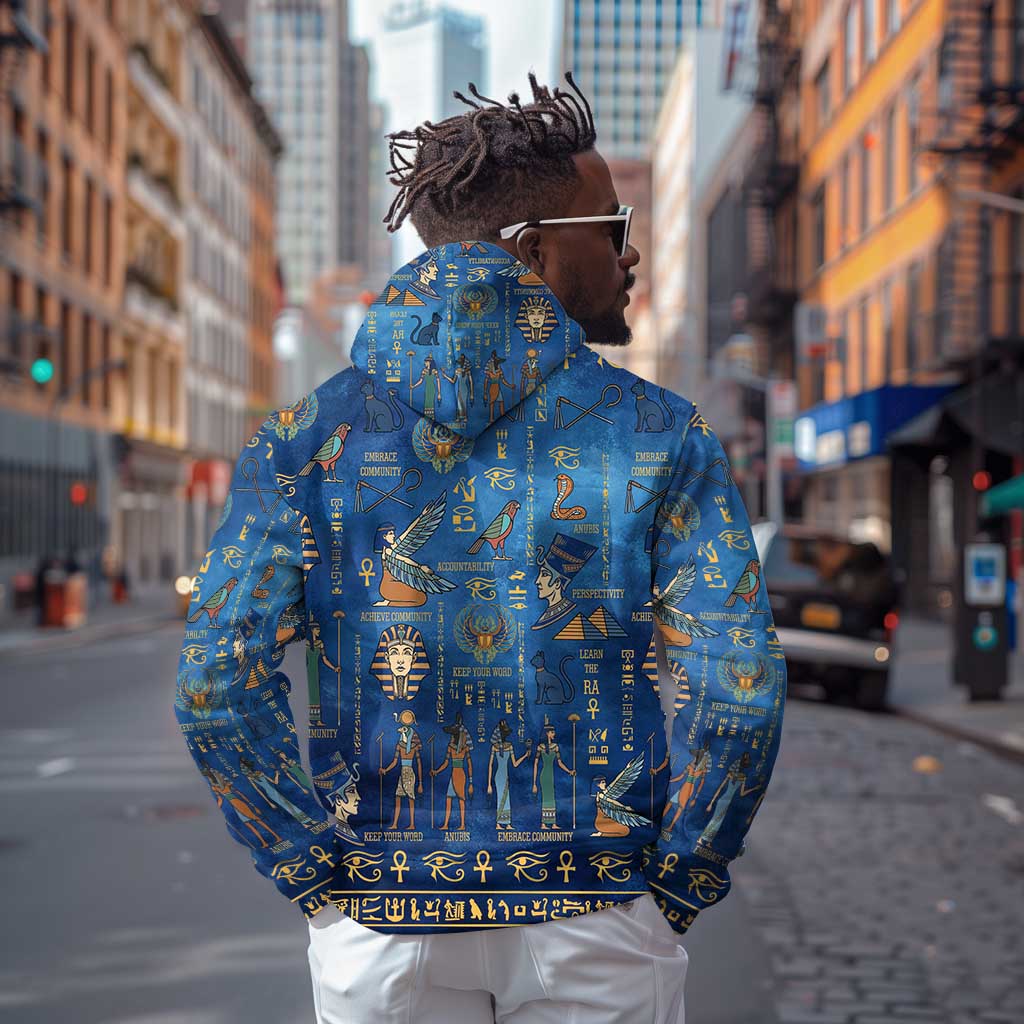 Ancient Egyptian Culture Zip Hoodie Pharaohs Anubis Kemet and Symbolic Motifs - African Pride