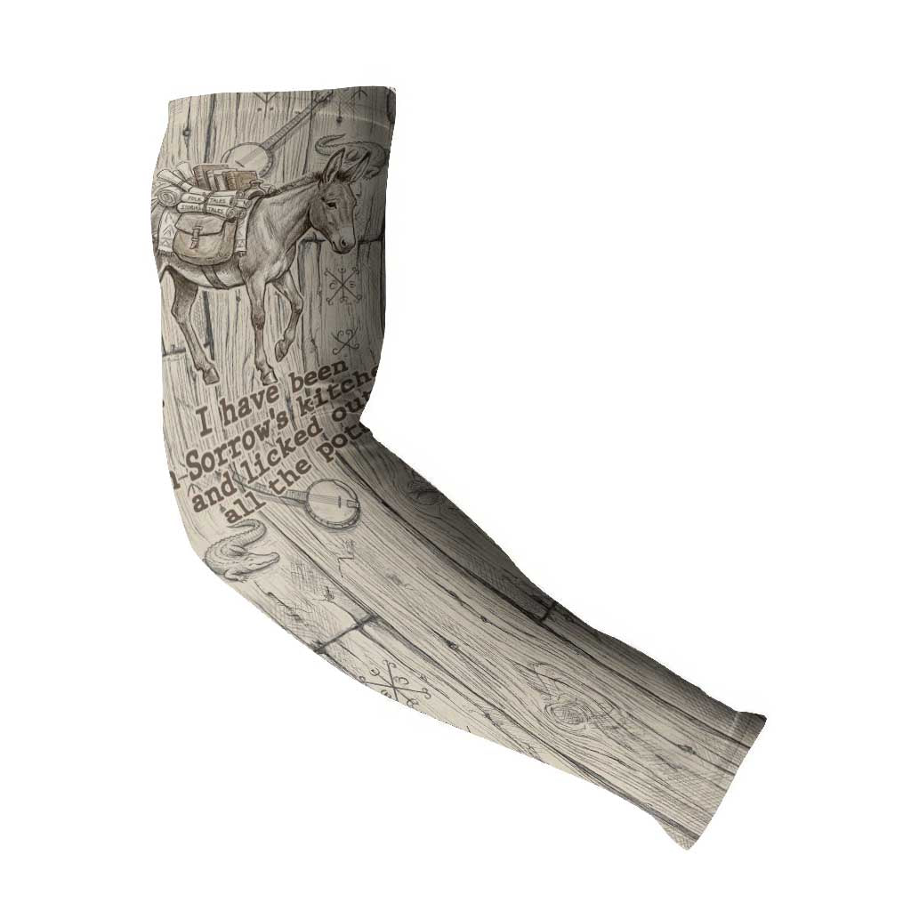 Zora Neale Hurston Arm Sleeves Rustic Wood Engraved Style Illustration Joyful Portrait with Book and Map Donkey - African Pride