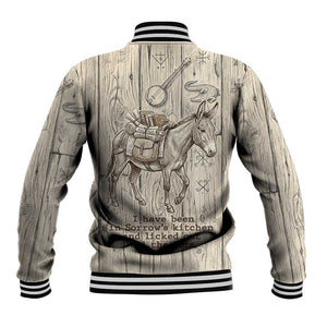 Zora Neale Hurston Baseball Jacket Rustic Wood Engraved Style Illustration Joyful Portrait with Book and Map Donkey - African Pride