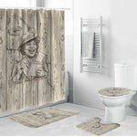 Zora Neale Hurston Bathroom Set Rustic Wood Engraved Style Illustration Joyful Portrait with Book and Map Donkey - African Pride
