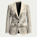 Zora Neale Hurston Blazer Rustic Wood Engraved Style Illustration Joyful Portrait with Book and Map Donkey - African Pride