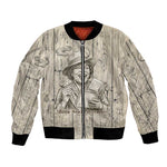 Zora Neale Hurston Bomber Jacket Rustic Wood Engraved Style Illustration Joyful Portrait with Book and Map Donkey - African Pride