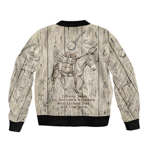 Zora Neale Hurston Bomber Jacket Rustic Wood Engraved Style Illustration Joyful Portrait with Book and Map Donkey - African Pride