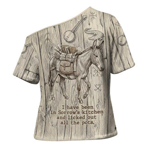 Zora Neale Hurston Cross Shoulder Shirt Rustic Wood Engraved Style Illustration Joyful Portrait with Book and Map Donkey - African Pride