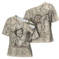 Zora Neale Hurston Cross Shoulder Shirt Rustic Wood Engraved Style Illustration Joyful Portrait with Book and Map Donkey - African Pride