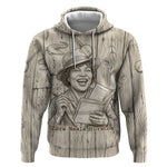 Zora Neale Hurston Hoodie Rustic Wood Engraved Style Illustration Joyful Portrait with Book and Map Donkey - African Pride