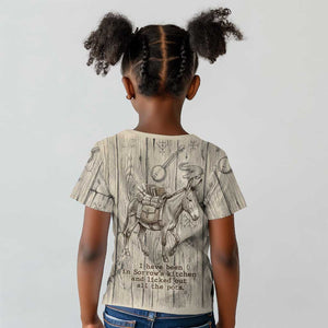 Zora Neale Hurston Kid T shirt Rustic Wood Engraved Style Illustration Joyful Portrait with Book and Map Donkey - African Pride