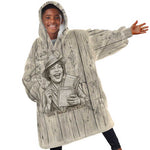 Zora Neale Hurston Kid Wearable Blanket Hoodie Rustic Wood Engraved Style Illustration Joyful Portrait with Book and Map Donkey - African Pride
