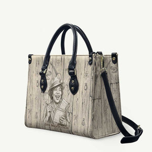 Zora Neale Hurston Leather Bag Rustic Wood Engraved Style Illustration Joyful Portrait with Book and Map Donkey - African Pride