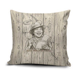 Zora Neale Hurston Pillow Cover Rustic Wood Engraved Style Illustration Joyful Portrait with Book and Map Donkey - African Pride