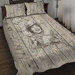 Zora Neale Hurston Quilt Bed Set Rustic Wood Engraved Style Illustration Joyful Portrait with Book and Map Donkey - African Pride