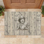 Zora Neale Hurston Rubber Doormat Rustic Wood Engraved Style Illustration Joyful Portrait with Book and Map Donkey - African Pride