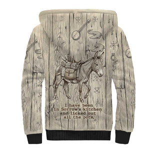 Zora Neale Hurston Sherpa Hoodie Rustic Wood Engraved Style Illustration Joyful Portrait with Book and Map Donkey - African Pride