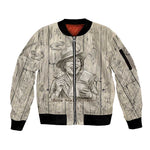 Zora Neale Hurston Sleeve Zip Bomber Jacket Rustic Wood Engraved Style Illustration Joyful Portrait with Book and Map Donkey - African Pride