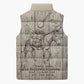 Zora Neale Hurston Sleeveless Puffer Jacket Rustic Wood Engraved Style Illustration Joyful Portrait with Book and Map Donkey - African Pride