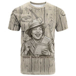 Zora Neale Hurston T shirt Rustic Wood Engraved Style Illustration Joyful Portrait with Book and Map Donkey - African Pride