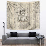 Zora Neale Hurston Tapestry Rustic Wood Engraved Style Illustration Joyful Portrait with Book and Map Donkey - African Pride
