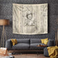 Zora Neale Hurston Tapestry Rustic Wood Engraved Style Illustration Joyful Portrait with Book and Map Donkey - African Pride