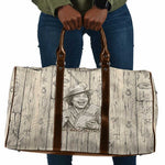 Zora Neale Hurston Travel Bag Rustic Wood Engraved Style Illustration Joyful Portrait with Book and Map Donkey - African Pride