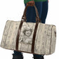 Zora Neale Hurston Travel Bag Rustic Wood Engraved Style Illustration Joyful Portrait with Book and Map Donkey - African Pride