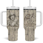 Zora Neale Hurston Tumbler With Handle Rustic Wood Engraved Style Illustration Joyful Portrait with Book and Map Donkey - African Pride