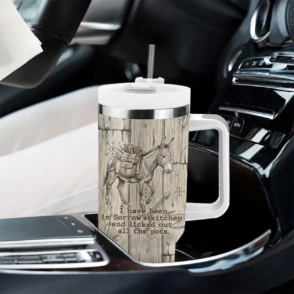Zora Neale Hurston Tumbler With Handle Rustic Wood Engraved Style Illustration Joyful Portrait with Book and Map Donkey - African Pride